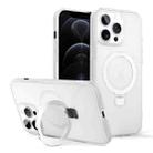 For iPhone 12 Pro Skin-feel Ring MagSafe Holder Phone Case(Transparent White) - 1
