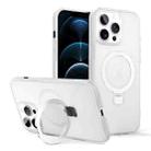 For iPhone 12 Pro Max Skin-feel Ring MagSafe Holder Phone Case(Transparent White) - 1
