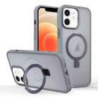 For iPhone 12 Skin-feel Ring MagSafe Holder Phone Case(Titanium Gray) - 1