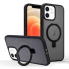 For iPhone 12 Skin-feel Ring MagSafe Holder Phone Case(Black) - 1