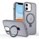 For iPhone 11 Skin-feel Ring MagSafe Holder Phone Case(Titanium Gray) - 1