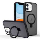 For iPhone 11 Skin-feel Ring MagSafe Holder Phone Case(Black) - 1
