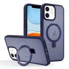 For iPhone 11 Skin-feel Ring MagSafe Holder Phone Case(Dark Blue) - 1