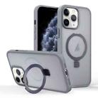 For iPhone 11 Pro Skin-feel Ring MagSafe Holder Phone Case(Titanium Gray) - 1