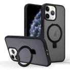 For iPhone 11 Pro Skin-feel Ring MagSafe Holder Phone Case(Black) - 1