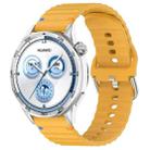 22mm Silver Steel Buckle Wavy Grain Stitched Silicone Watch Band(Yellow) - 1