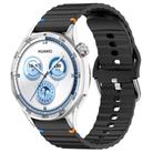 22mm Silver Steel Buckle Wavy Grain Stitched Silicone Watch Band(Black) - 1