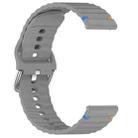 22mm Silver Steel Buckle Wavy Grain Stitched Silicone Watch Band(Space Grey) - 3
