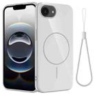 For iPhone 16e Glossy TPU Shockproof MagSafe Phone Case with Lanyard(White) - 1