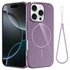 For iPhone 16 Pro Max Glossy TPU Shockproof MagSafe Phone Case with Lanyard(Purple) - 1
