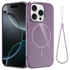 For iPhone 15 Pro Glossy TPU Shockproof MagSafe Phone Case with Lanyard(Purple) - 1
