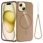 For iPhone 15 Glossy TPU Shockproof MagSafe Phone Case with Lanyard(Gold) - 1