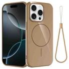 For iPhone 14 Pro Glossy TPU Shockproof MagSafe Phone Case with Lanyard(Gold) - 1