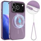 For iPhone 17 Pro Max Glossy TPU Shockproof MagSafe Phone Case with Lanyard(Purple) - 1