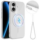 For iPhone 17 Glossy TPU Shockproof MagSafe Phone Case with Lanyard(White) - 1