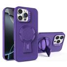For iPhone 16 Pro Y-shape Holder MagSafe Rugged Shockproof Phone Case(Deep Purple) - 1