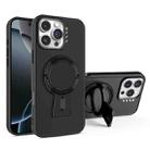 For iPhone 16 Pro Y-shape Holder MagSafe Rugged Shockproof Phone Case(Black) - 1