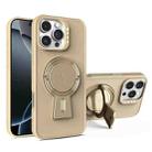 For iPhone 16 Pro Y-shape Holder MagSafe Rugged Shockproof Phone Case(Desert Gold) - 1