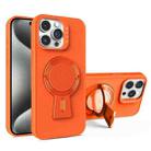 For iPhone 15 Pro Max Y-shape Holder MagSafe Rugged Shockproof Phone Case(Orange) - 1