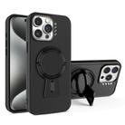 For iPhone 15 Pro Max Y-shape Holder MagSafe Rugged Shockproof Phone Case(Black) - 1