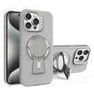 For iPhone 15 Pro Max Y-shape Holder MagSafe Rugged Shockproof Phone Case(Grey) - 1