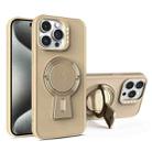 For iPhone 15 Pro Y-shape Holder MagSafe Rugged Shockproof Phone Case(Desert Gold) - 1