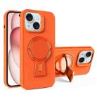 For iPhone 15 Y-shape Holder MagSafe Rugged Shockproof Phone Case(Orange) - 1