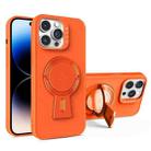 For iPhone 14 Pro Y-shape Holder MagSafe Rugged Shockproof Phone Case(Orange) - 1
