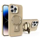 For iPhone 14 Pro Max Y-shape Holder MagSafe Rugged Shockproof Phone Case(Desert Gold) - 1