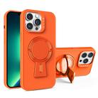 For iPhone 13 Pro Max Y-shape Holder MagSafe Rugged Shockproof Phone Case(Orange) - 1