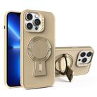 For iPhone 13 Pro Y-shape Holder MagSafe Rugged Shockproof Phone Case(Desert Gold) - 1