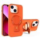 For iPhone 13 Y-shape Holder MagSafe Rugged Shockproof Phone Case(Orange) - 1