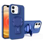 For iPhone 12 Y-shape Holder MagSafe Rugged Shockproof Phone Case(Royal Blue) - 1