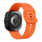 For Samsung Galaxy Watch Ultra 47mm Kalebol Wave-stitched Silicone Strap(Orange) - 3