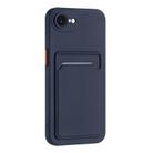 For iPhone 16e Skin Feel Card Contrast Color Button TPU Phone Case(Dark Blue) - 3