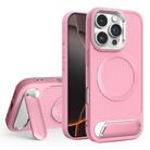 For iPhone 16 Pro Max Vertical Lines Invisible Flat Holder MagSafe Phone Case(Pink) - 1