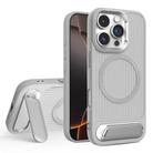 For iPhone 16 Pro Vertical Lines Invisible Flat Holder MagSafe Phone Case(Grey) - 1