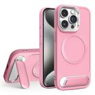 For iPhone 15 Pro Vertical Lines Invisible Flat Holder MagSafe Phone Case(Pink) - 1