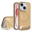 For iPhone 15 Vertical Lines Invisible Flat Holder MagSafe Phone Case(Gold) - 1