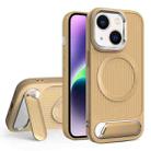 For iPhone 14 Plus Vertical Lines Invisible Flat Holder MagSafe Phone Case(Gold) - 1