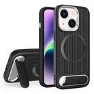 For iPhone 14 Vertical Lines Invisible Flat Holder MagSafe Phone Case(Black) - 1