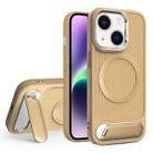 For iPhone 14 Vertical Lines Invisible Flat Holder MagSafe Phone Case(Gold) - 1