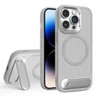 For iPhone 14 Pro Vertical Lines Invisible Flat Holder MagSafe Phone Case(Grey) - 1