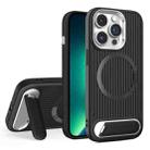 For iPhone 13 Pro Max Vertical Lines Invisible Flat Holder MagSafe Phone Case(Black) - 1