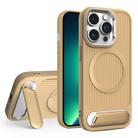 For iPhone 13 Pro Max Vertical Lines Invisible Flat Holder MagSafe Phone Case(Gold) - 1