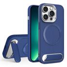 For iPhone 13 Pro Max Vertical Lines Invisible Flat Holder MagSafe Phone Case(Blue) - 1