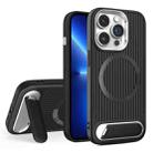 For iPhone 13 Pro Vertical Lines Invisible Flat Holder MagSafe Phone Case(Black) - 1
