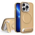 For iPhone 13 Pro Vertical Lines Invisible Flat Holder MagSafe Phone Case(Gold) - 1