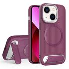 For iPhone 13 Vertical Lines Invisible Flat Holder MagSafe Phone Case(Wine Red) - 1
