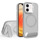 For iPhone 12 Vertical Lines Invisible Flat Holder MagSafe Phone Case(Grey) - 1